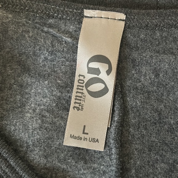 Go Couture Super Soft Grey/Black Chevron Sweatshirt Top **Size L** - Picture 3 of 3